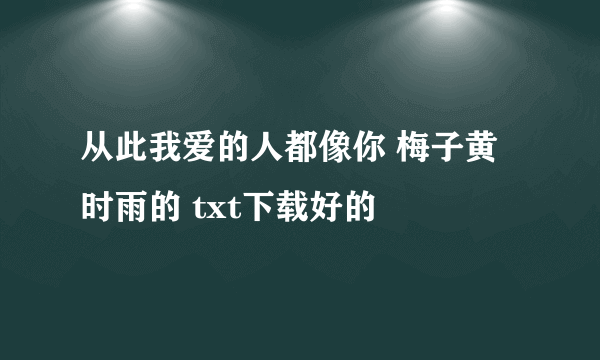 从此我爱的人都像你 梅子黄时雨的 txt下载好的