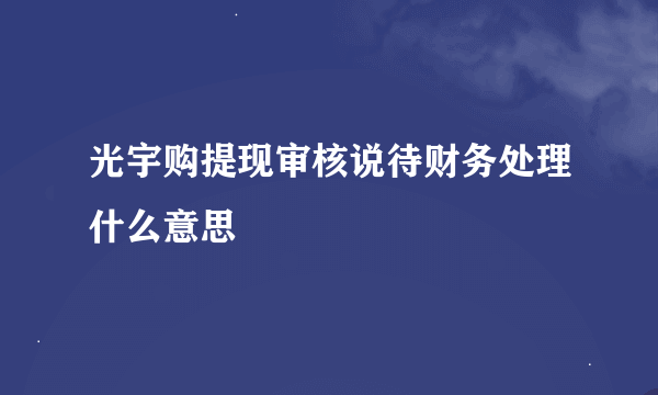 光宇购提现审核说待财务处理什么意思