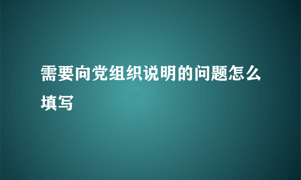 需要向党组织说明的问题怎么填写