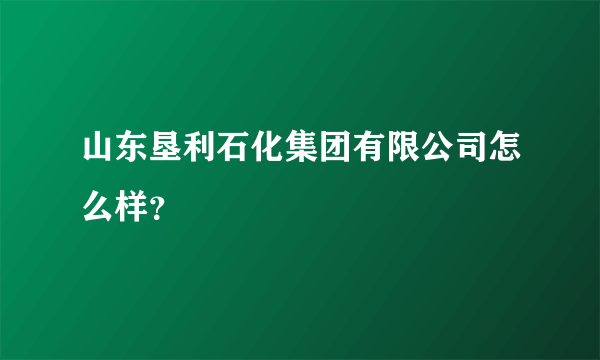 山东垦利石化集团有限公司怎么样？