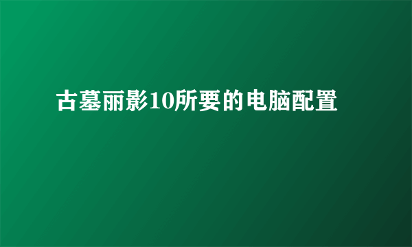 古墓丽影10所要的电脑配置