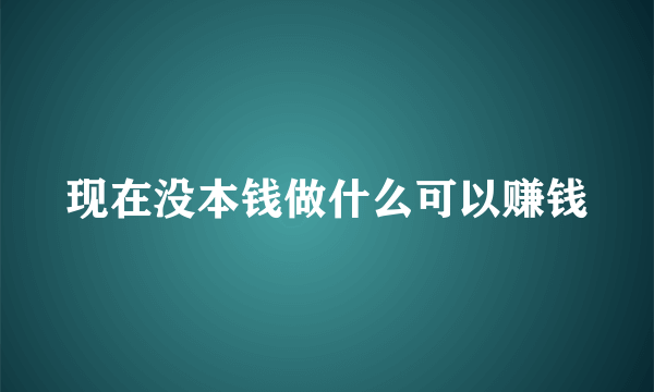 现在没本钱做什么可以赚钱