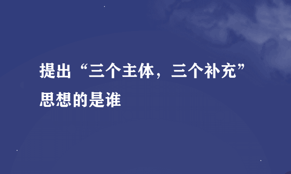 提出“三个主体，三个补充”思想的是谁