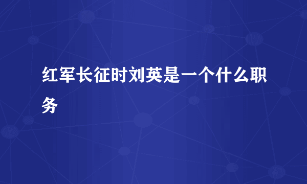 红军长征时刘英是一个什么职务