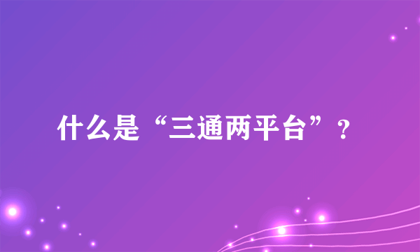 什么是“三通两平台”？