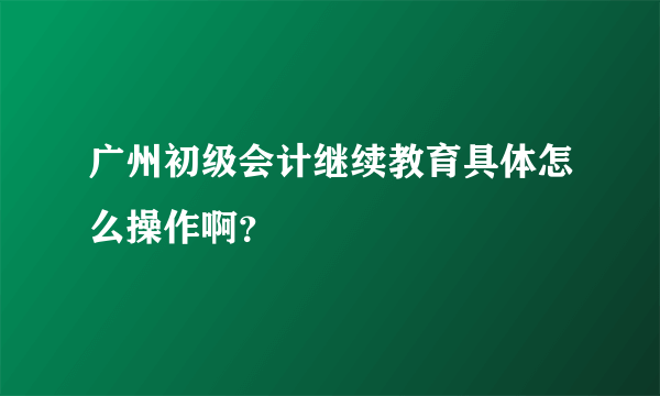 广州初级会计继续教育具体怎么操作啊？