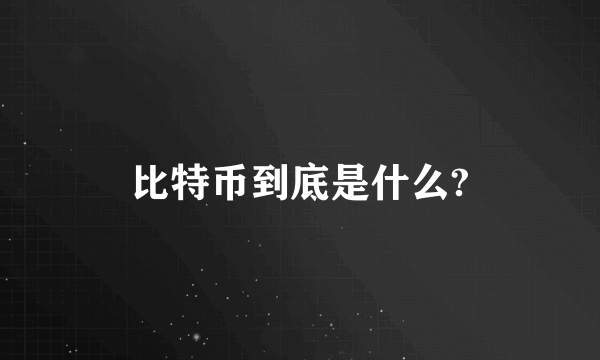 比特币到底是什么?