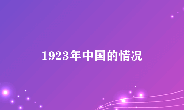 1923年中国的情况