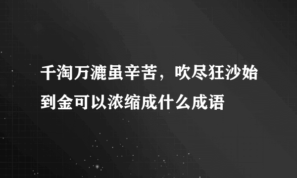 千淘万漉虽辛苦，吹尽狂沙始到金可以浓缩成什么成语