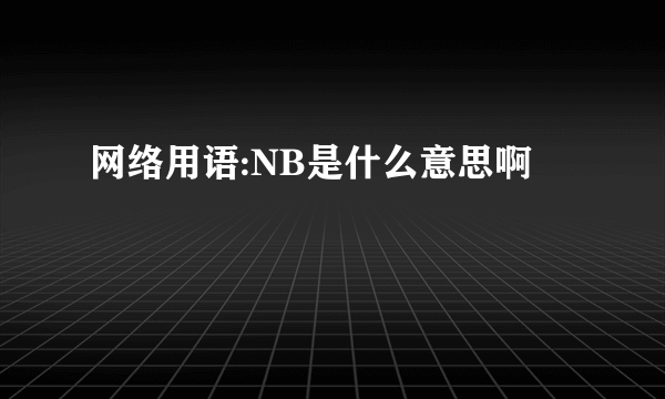 网络用语:NB是什么意思啊