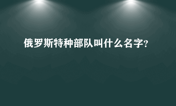 俄罗斯特种部队叫什么名字？