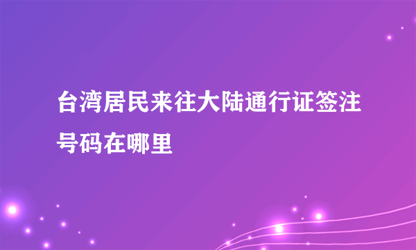 台湾居民来往大陆通行证签注号码在哪里