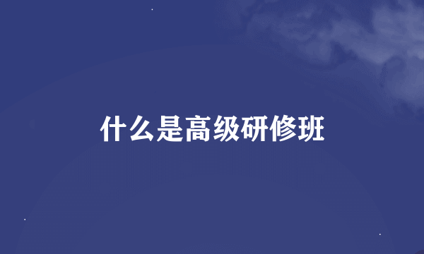 什么是高级研修班