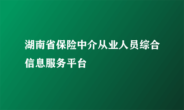 湖南省保险中介从业人员综合信息服务平台