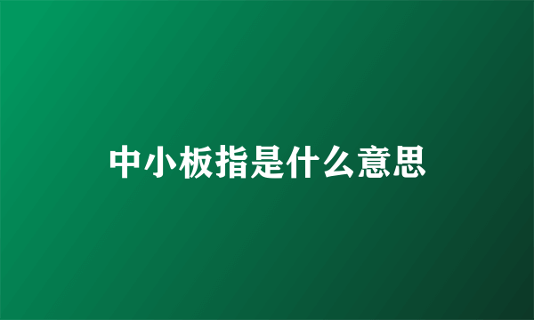 中小板指是什么意思