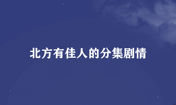 北方有佳人的分集剧情