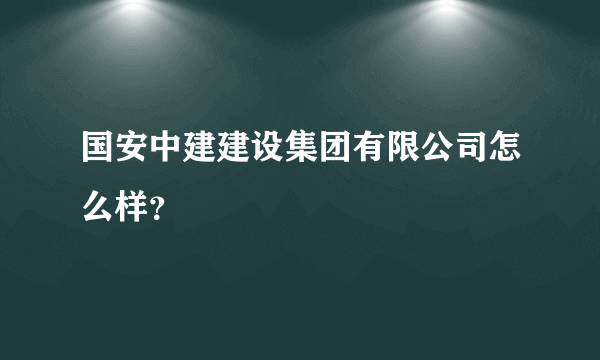 国安中建建设集团有限公司怎么样？