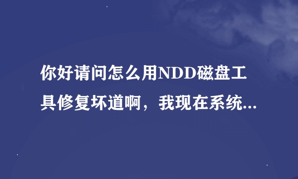 你好请问怎么用NDD磁盘工具修复坏道啊，我现在系统进不去啊，，在什么环境下修复呢谢谢