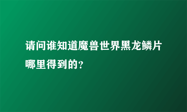 请问谁知道魔兽世界黑龙鳞片哪里得到的？