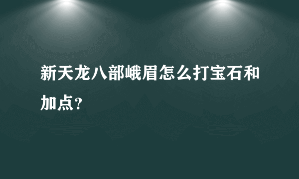 新天龙八部峨眉怎么打宝石和加点？