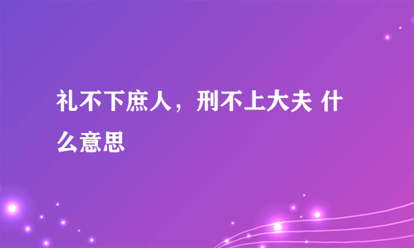 礼不下庶人，刑不上大夫 什么意思