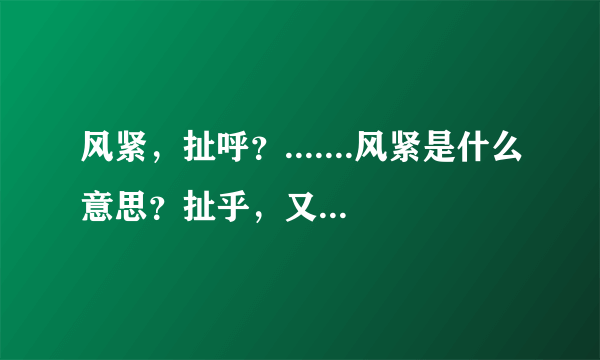 风紧，扯呼？.......风紧是什么意思？扯乎，又是什么意思?大神们帮帮忙