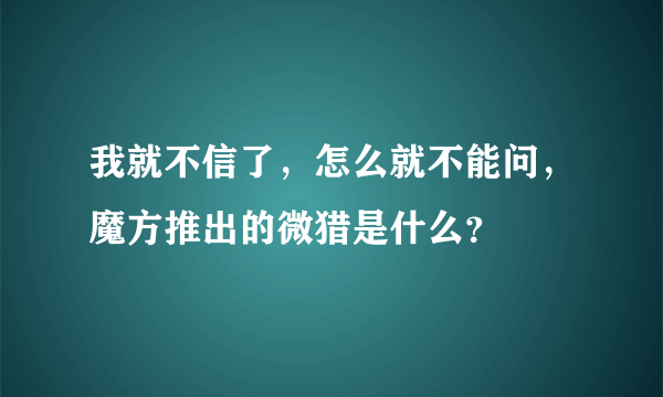 我就不信了，怎么就不能问，魔方推出的微猎是什么？