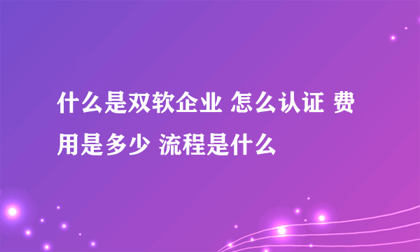 什么是双软企业 怎么认证 费用是多少 流程是什么