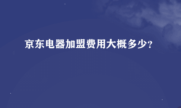 京东电器加盟费用大概多少？