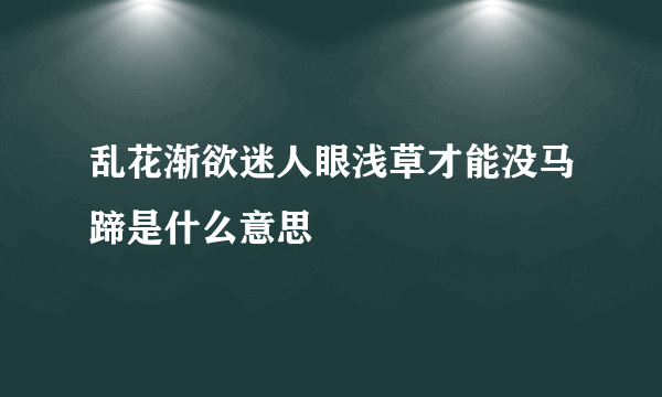 乱花渐欲迷人眼浅草才能没马蹄是什么意思