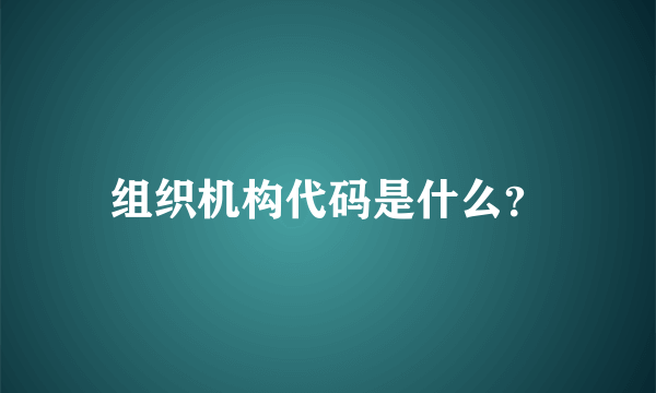 组织机构代码是什么？