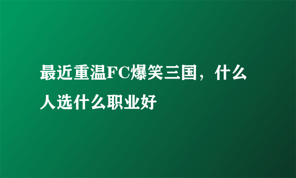 最近重温FC爆笑三国，什么人选什么职业好