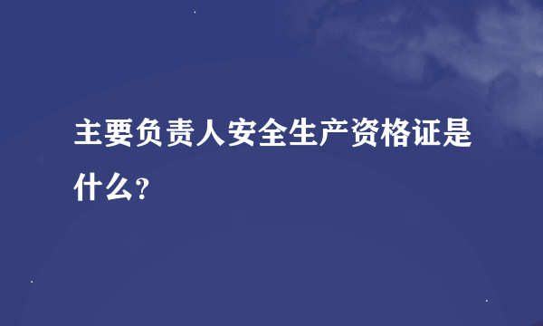 主要负责人安全生产资格证是什么？