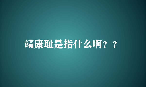 靖康耻是指什么啊？？