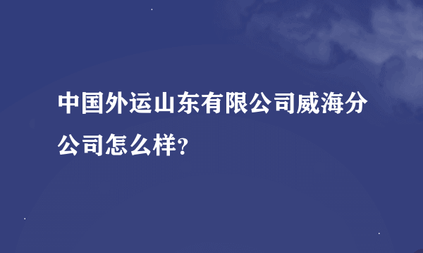 中国外运山东有限公司威海分公司怎么样？