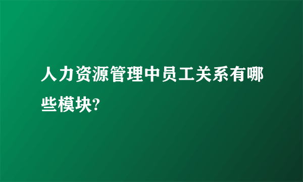 人力资源管理中员工关系有哪些模块?