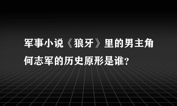 军事小说《狼牙》里的男主角何志军的历史原形是谁？