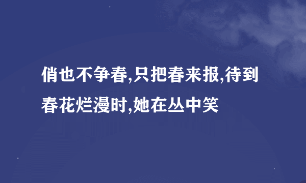 俏也不争春,只把春来报,待到春花烂漫时,她在丛中笑