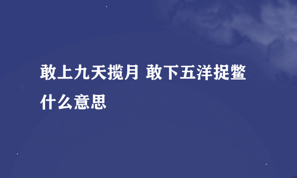 敢上九天揽月 敢下五洋捉鳖什么意思