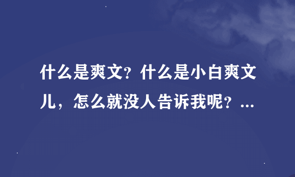 什么是爽文？什么是小白爽文儿，怎么就没人告诉我呢？急求~~~