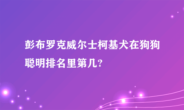 彭布罗克威尔士柯基犬在狗狗聪明排名里第几?