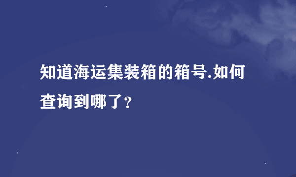 知道海运集装箱的箱号.如何查询到哪了？