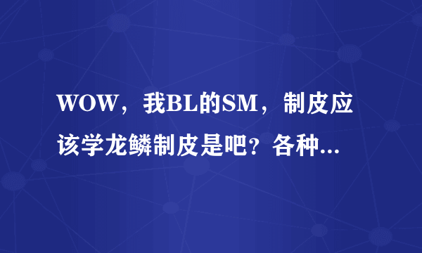 WOW，我BL的SM，制皮应该学龙鳞制皮是吧？各种制皮都有什么区别啊？是就NPC教的那几个装备不一样吗？