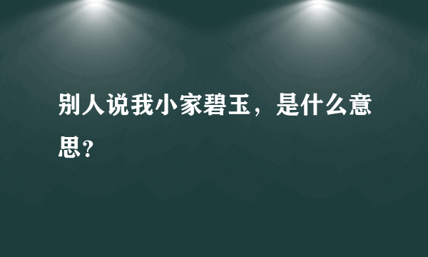 别人说我小家碧玉，是什么意思？