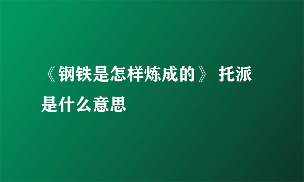 《钢铁是怎样炼成的》 托派 是什么意思