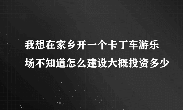 我想在家乡开一个卡丁车游乐场不知道怎么建设大概投资多少