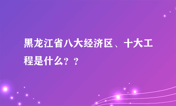 黑龙江省八大经济区、十大工程是什么？？