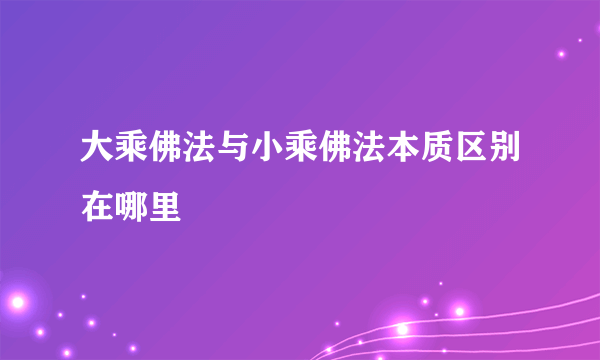 大乘佛法与小乘佛法本质区别在哪里