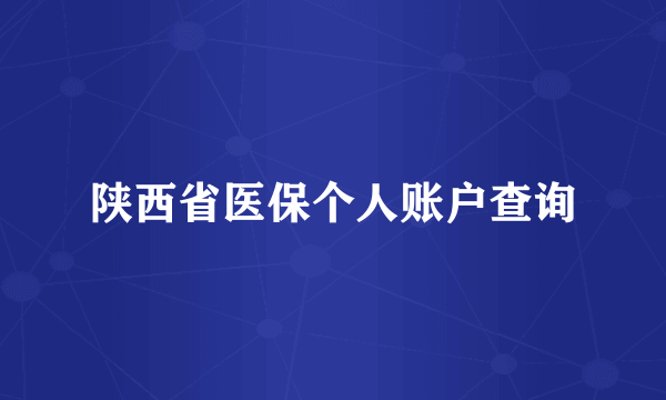 陕西省医保个人账户查询