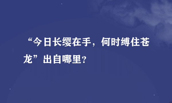 “今日长缨在手，何时缚住苍龙”出自哪里？